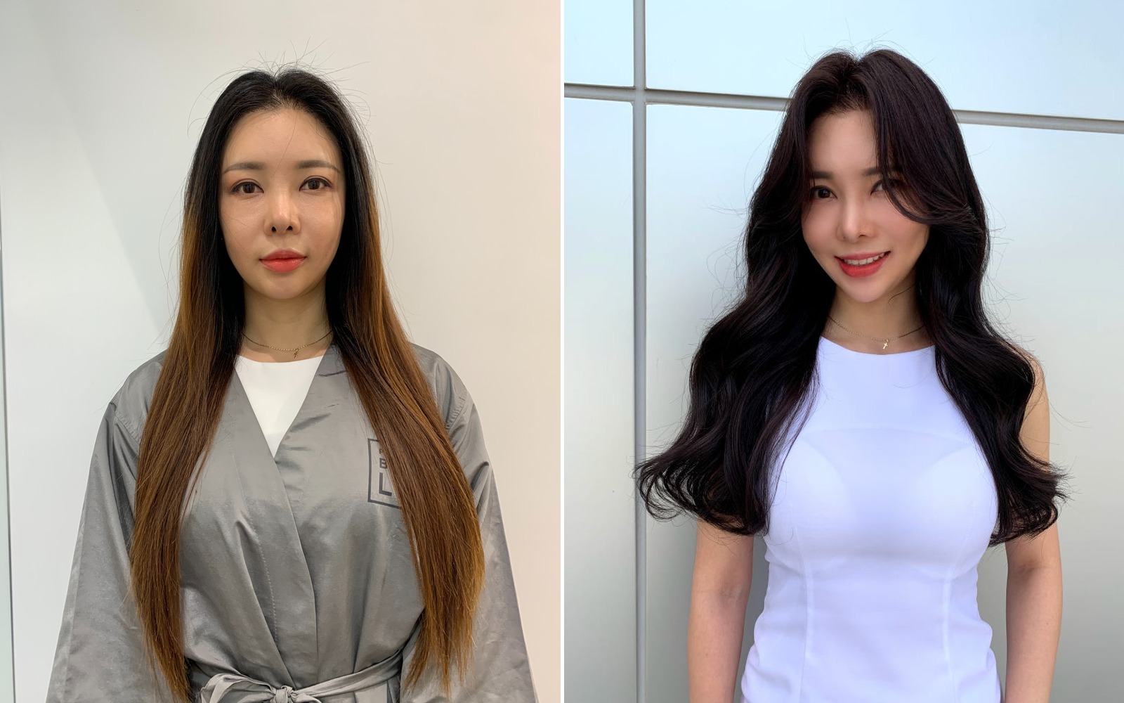 Before and after Korean hair styling for an international guest in Cheongdam Seoul