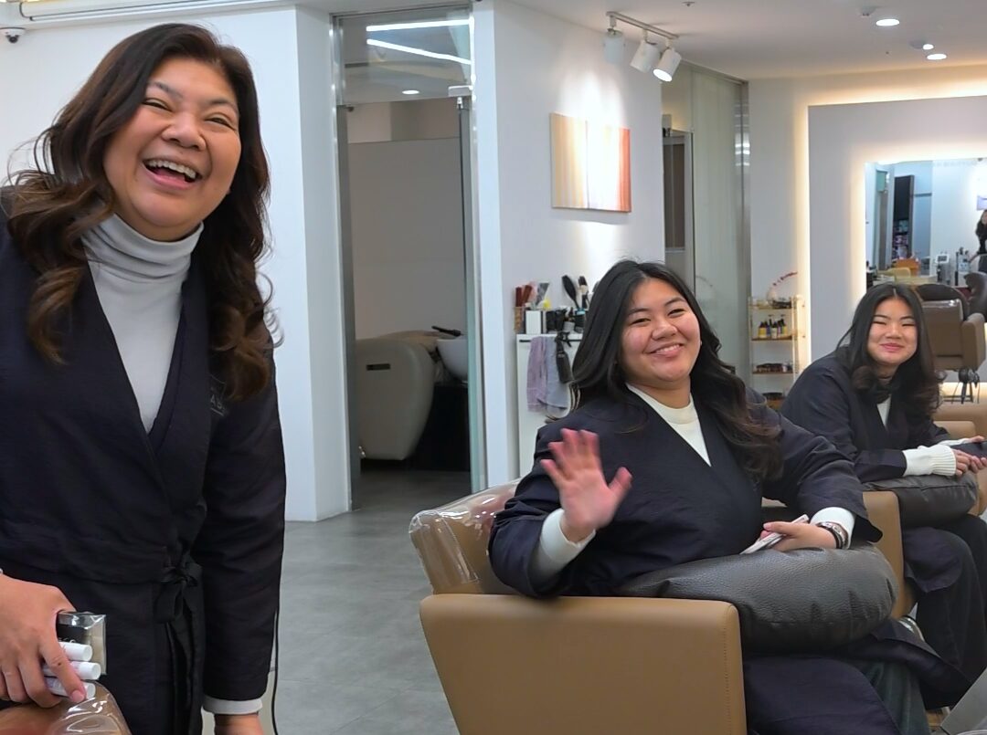 Couple or family after completing their salon visit together in Gangnam