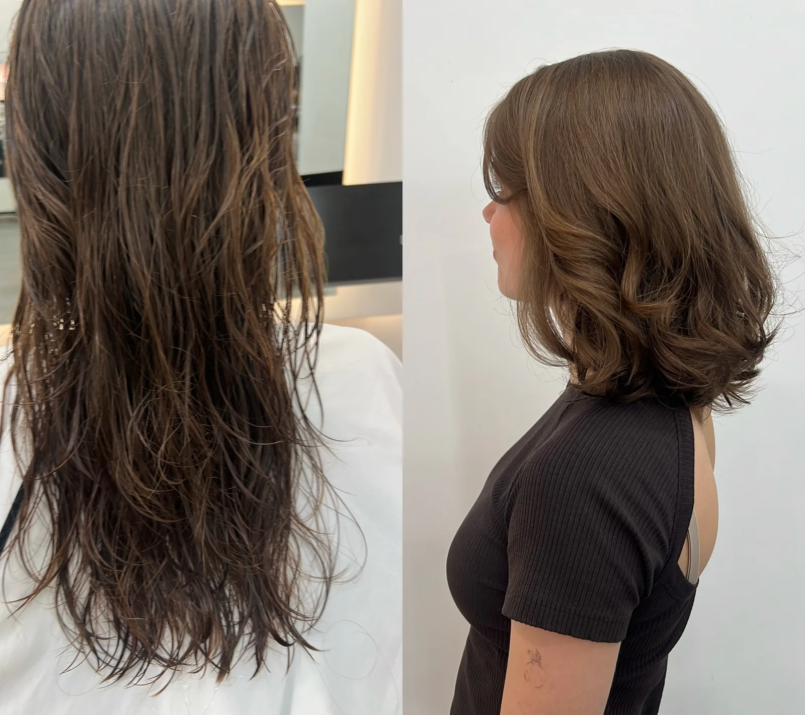 Korean perm before and after for an international guest with shorter hair in Seoul