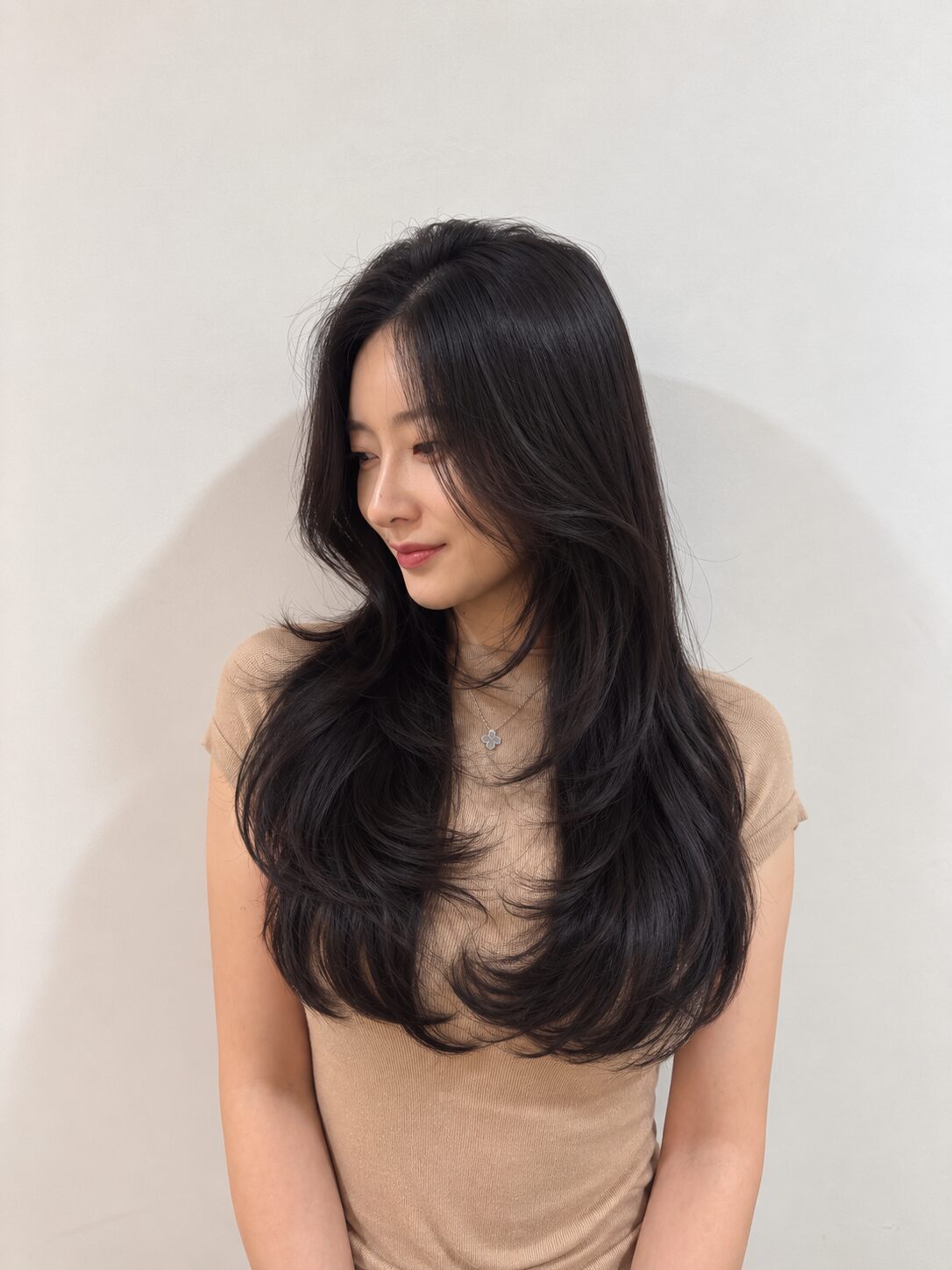Finished Korean layered haircut with digital perm waves